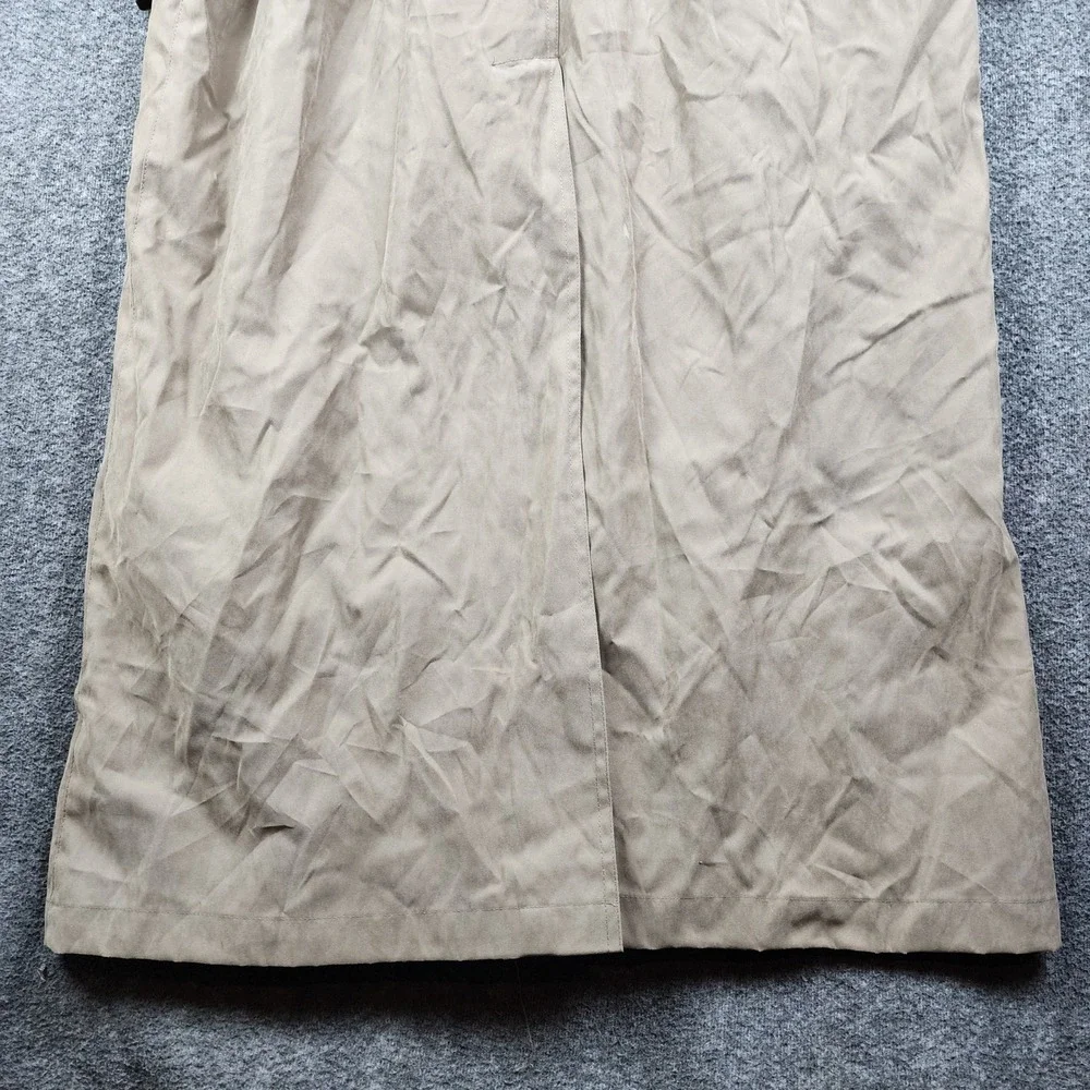 London Fog Trench Coat Womens 10 Reg Tan Belted Hooded Longline Double Breasted